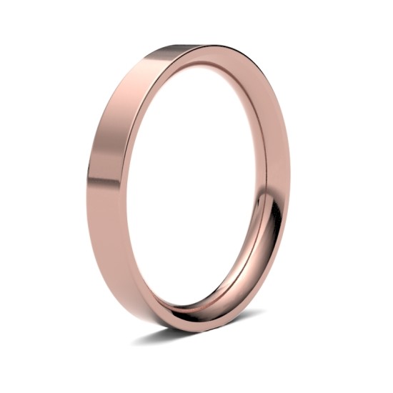 WPFC18R3(R+) | 18ct Rose Gold Premium Weight Flat Court Profile Mirror Finish Wedding Ring