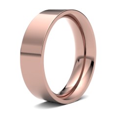 WPFC18R6(F-Q) | 18ct Rose Gold Premium Weight Flat Court Profile Mirror Finish Wedding Ring