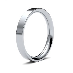 WPFC18W3(F-Q) | 18ct White Gold Premium Weight Flat Court Profile Mirror Finish Wedding Ring