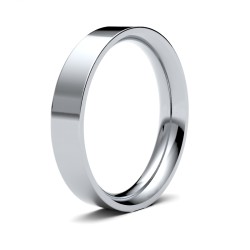 WPFC18W4(F-Q) | 18ct White Gold Premium Weight Flat Court Profile Mirror Finish Wedding Ring