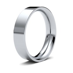 WPFC18W5(F-Q) | 18ct White Gold Premium Weight Flat Court Profile Mirror Finish Wedding Ring