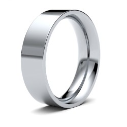 WPFC18W6(F-Q) | 18ct White Gold Premium Weight Flat Court Profile Mirror Finish Wedding Ring