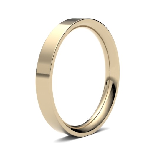 WPFC9Y3(F-Q) | 9ct Yellow Gold Premium Weight Flat Court Profile Mirror Finish Wedding Ring