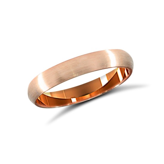 WSC18R3-01(R+) | 18ct Rose Gold Standard Weight Court Profile Satin Wedding Ring