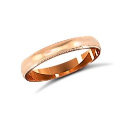 WSC18R3-02(F-Q) | 18ct Rose Gold Standard Weight Court Profile Mill Grain Wedding Ring