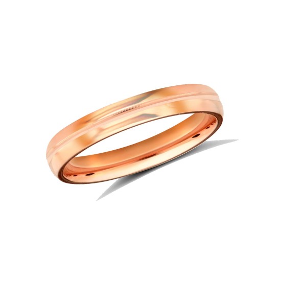 WSC18R3-05(R+) | 18ct Rose Gold Standard Weight Court Profile Centre Groove Wedding Ring
