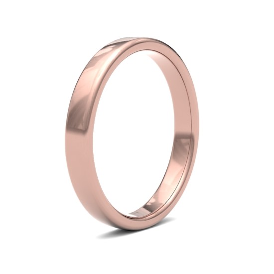 WSC18R3(F-Q) | 18ct Rose Gold Standard Weight Court Profile Mirror Finish Wedding Ring