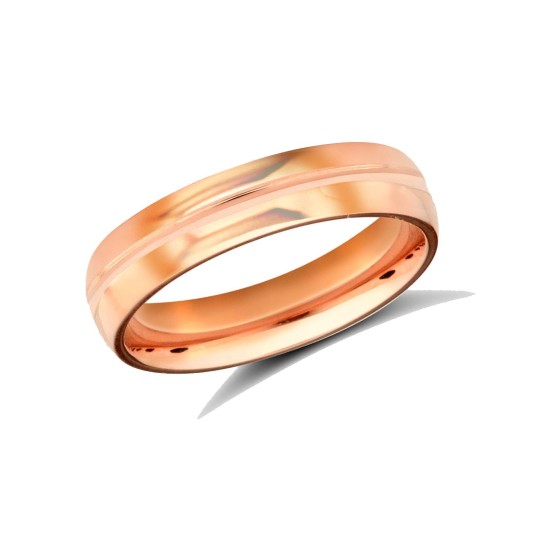 WSC18R4-05(F-Q) | 18ct Rose Gold Standard Weight Court Profile Centre Groove Wedding Ring