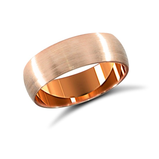 WSC18R6-01(F-Q) | 18ct Rose Gold Standard Weight Court Profile Satin Wedding Ring