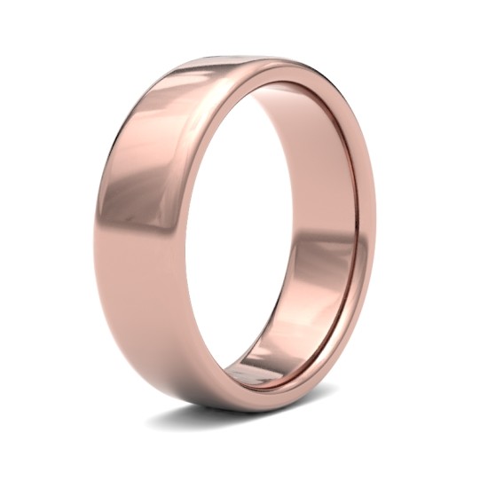 WSC18R6(F-Q) | 18ct Rose Gold Standard Weight Court Profile Mirror Finish Wedding Ring