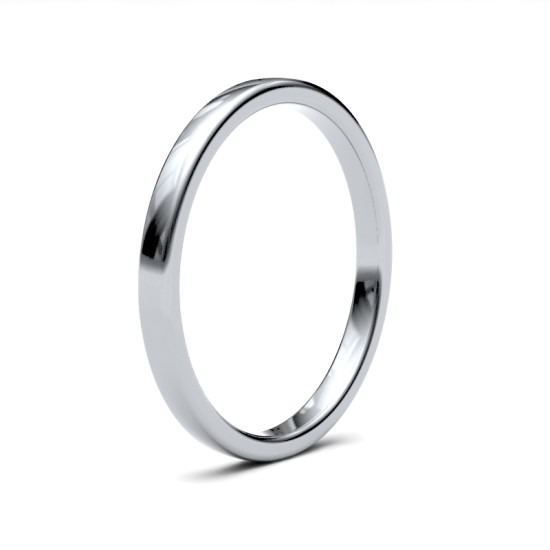 WSC18W2 | 18ct White Gold Standard Weight Court Profile Mirror Finish Wedding Ring