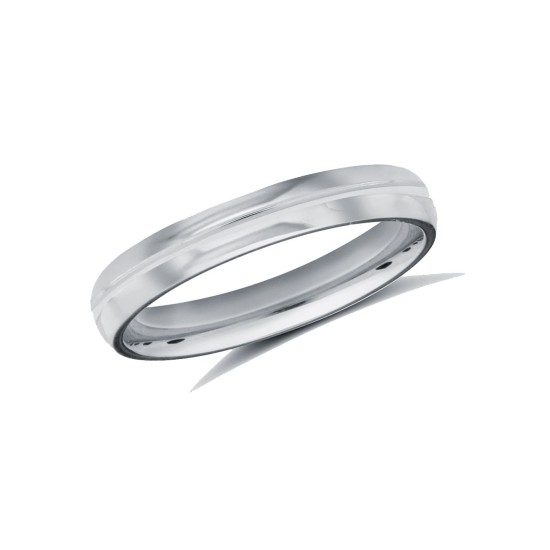 WSC18W3-05 | 18ct White Gold Standard Weight Court Profile Centre Groove Wedding Ring