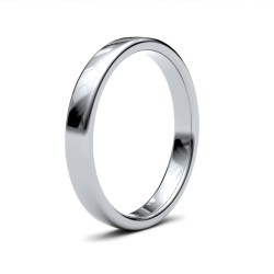 WSC18W3-F | 18ct White Gold Standard Weight Court Profile Mirror Finish Wedding Ring