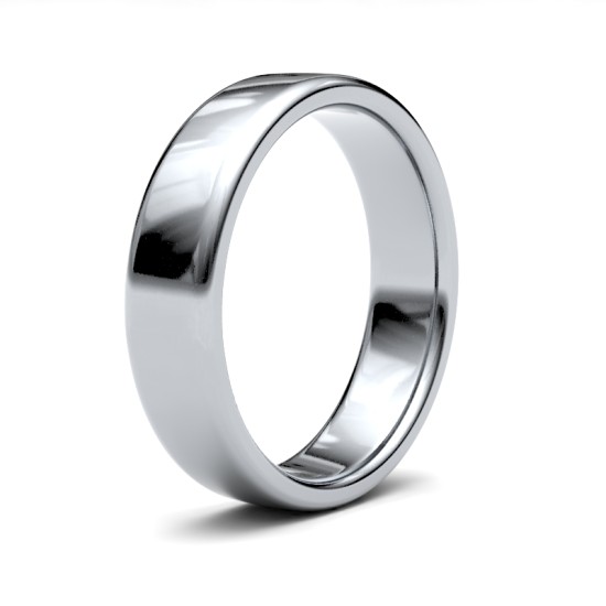 WSC18W5(R+) | 18ct White Gold Standard Weight Court Profile Mirror Finish Wedding Ring