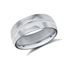 WSC18W7-05 | 18ct White Gold Standard Weight Court Profile Centre Groove Wedding Ring