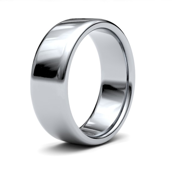 WSC18W7 | 18ct White Gold Standard Weight Court Profile Mirror Finish Wedding Ring