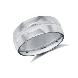 WSC18W8-05 | 18ct White Gold Standard Weight Court Profile Centre Groove Wedding Ring