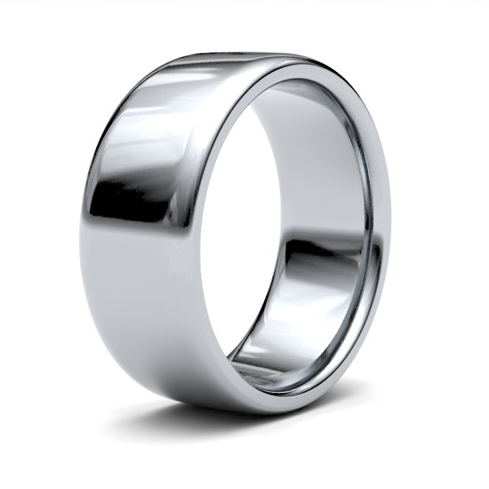 WSC18W8 | 18ct White Gold Standard Weight Court Profile Mirror Finish Wedding Ring