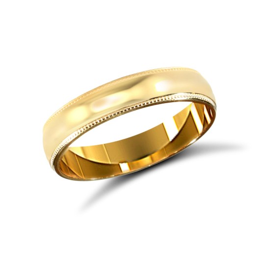 WSC18Y4-02(R+) | 18ct Yellow Gold Standard Weight Court Profile Mill Grain Wedding Ring