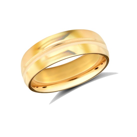 WSC18Y6-05(R+) | 18ct Yellow Gold Standard Weight Court Profile Centre Groove Wedding Ring