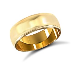 WSC18Y7-02-F | 18ct Yellow Gold Standard Weight Court Profile Mill Grain Wedding Ring