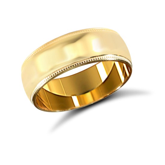 WSC18Y7-02 | 18ct Yellow Gold Standard Weight Court Profile Mill Grain Wedding Ring