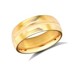 WSC18Y7-05-F | 18ct Yellow Gold Standard Weight Court Profile Centre Groove Wedding Ring