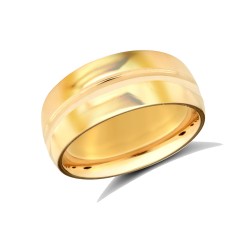 WSC18Y8-05-F | 18ct Yellow Gold Standard Weight Court Profile Centre Groove Wedding Ring