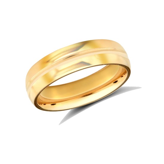 WSC22Y5-05(R+) | 22ct Yellow Gold Standard Weight 5mm Soft Court Profile Centre Groove Wedding Ring