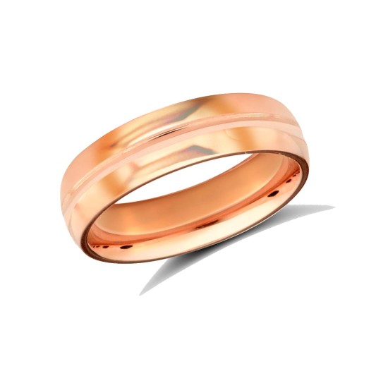 WSC9R5-05(R+) | 9ct Rose Gold Standard Weight Court Profile Centre Groove Wedding Ring