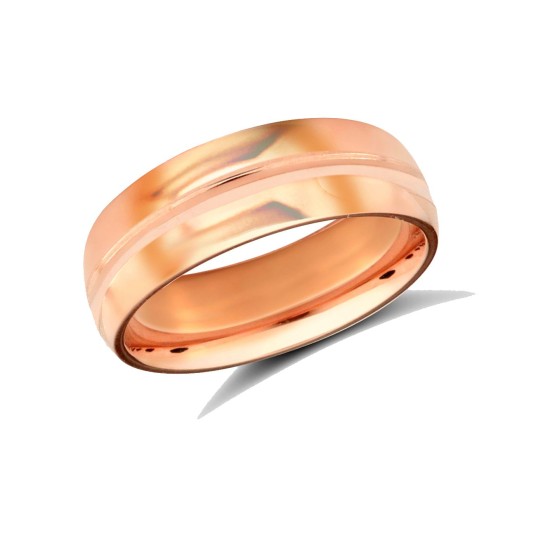 WSC9R6-05(R+) | 9ct Rose Gold Standard Weight Court Profile Centre Groove Wedding Ring