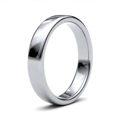 WSC9W4(F-Q) | 9ct White Gold Standard Weight Court Profile Mirror Finish Wedding Ring