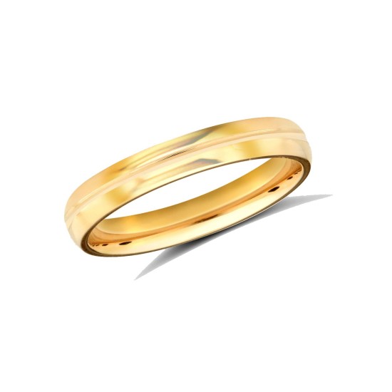 WSC9Y3-05(R+) | 9ct Yellow Gold Standard Weight Court Profile Centre Groove Wedding Ring