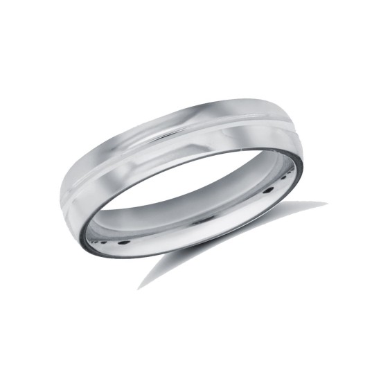 WSCPL4-05(F-Q) | Platinum Standard Weight Court Profile Centre Groove Wedding Ring