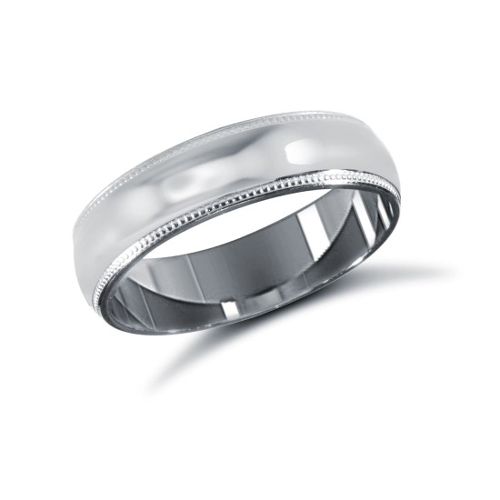 WSCPL5-02(F-Q) | Platinum Standard Weight Court Profile Mill Grain Wedding Ring