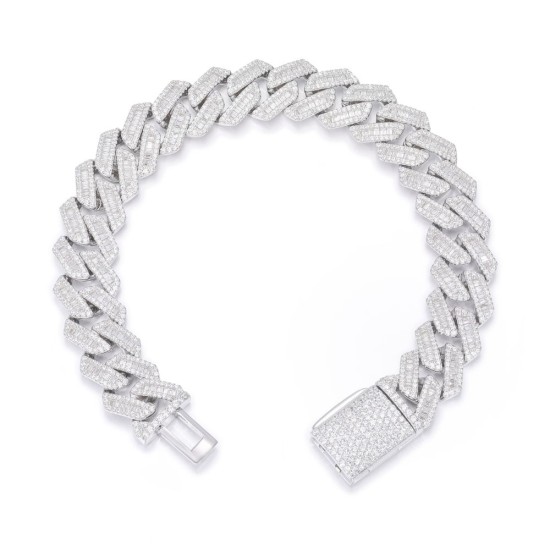 925 Silver Baguette CZ Set Cuban Chain 12.0mm