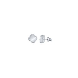 925 Silver Rhodium Clover Stud Earrings MOP